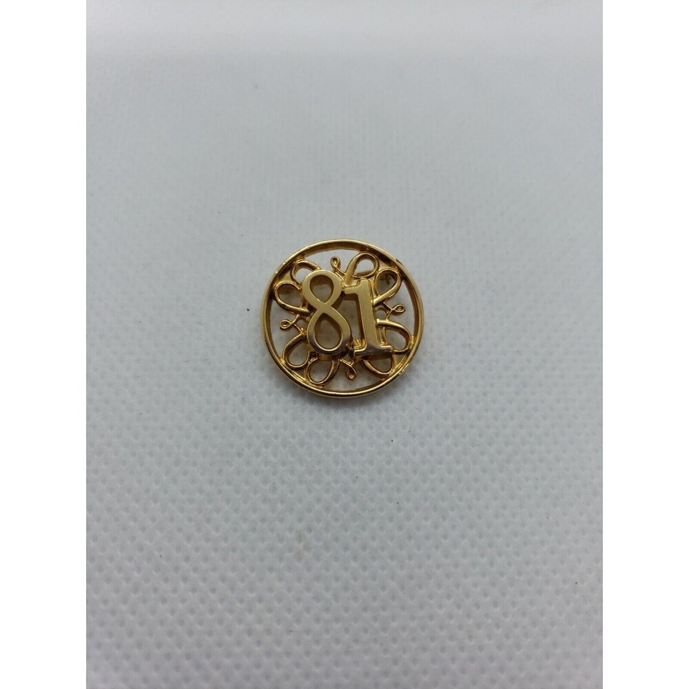 Vintage Goldtone 1981 Art Deco Circle Brooch Pin